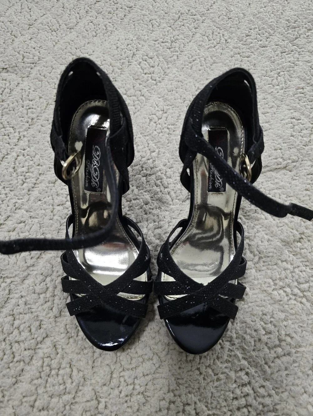 Black Strappy Evening Heels by